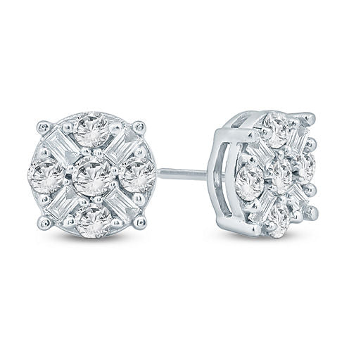 1/2 CT. T.W. Genuine White Diamond 10K Gold 6.4mm Stud Earrings