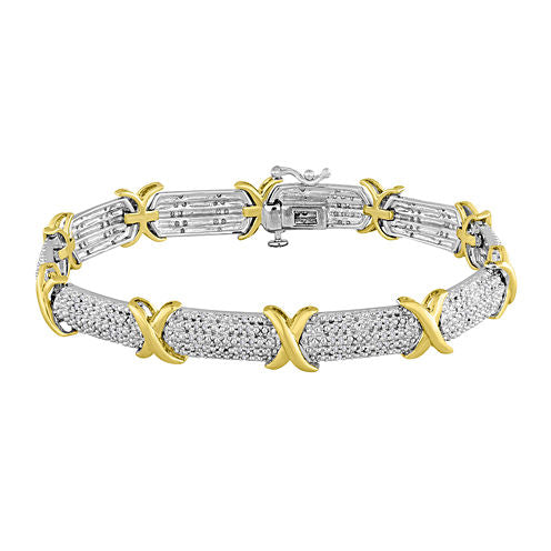 1/2 CT. T.W. Diamond Two-Tone X Bracelet