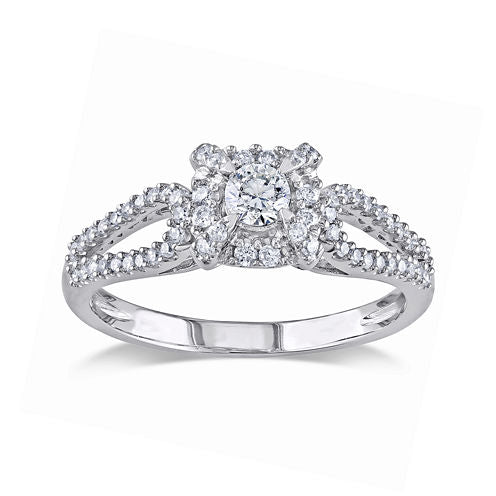 1/2 CT. T.W. Diamond 14K White Gold Halo Ring