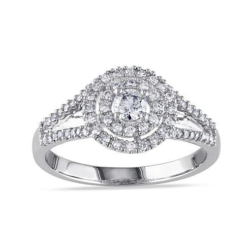 1/2 CT. T.W. Diamond 14K White Gold Double-Halo Ring