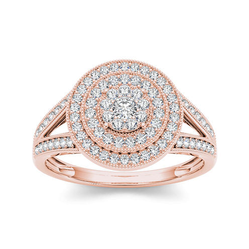 1/2 CT. T.W. Diamond 10K Rose Gold Engagement Ring