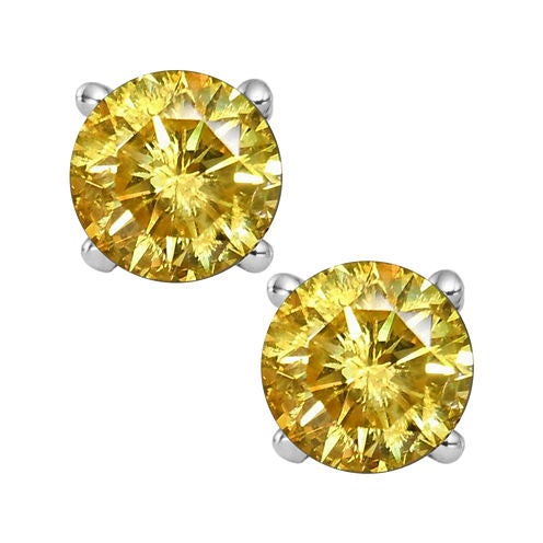 1/2 CT. T.W. Color-Enhanced Yellow Diamond Stud Earrings