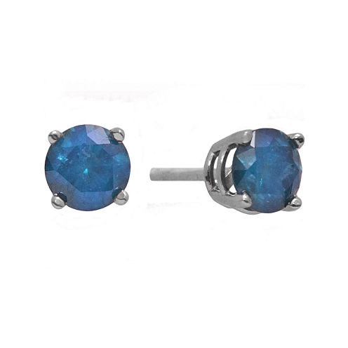 1/2 CT. T.W. Color-Enhanced Blue Diamond Stud Earrings