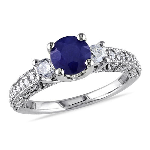 1/2 CT. T.W. Blue Sapphire 14K Gold Engagement Ring