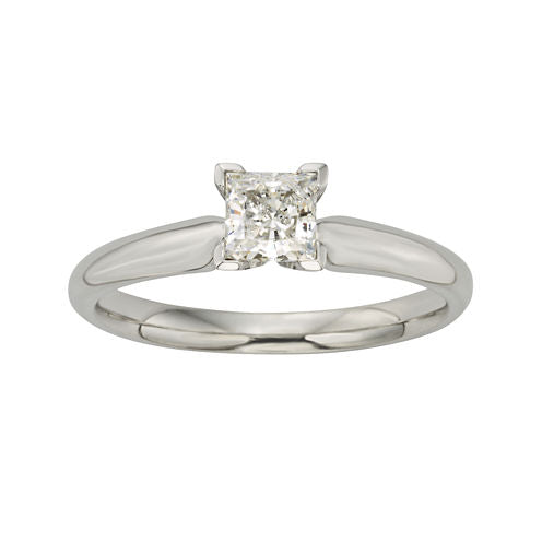 1/2 CT. Certified Diamond 18K White Gold Solitaire Ring