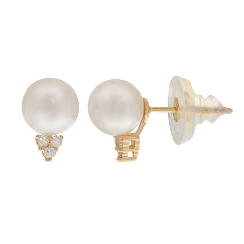 1/10 CT. T.W. Round White Pearl 14K Gold Stud Earrings