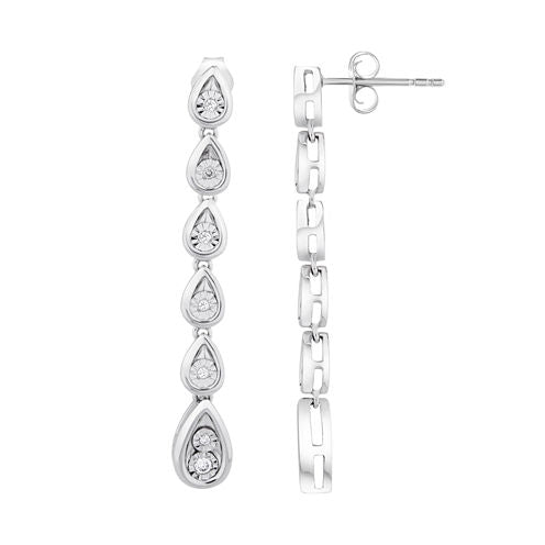 1/10 CT. T.W. Genuine White Diamond Sterling Silver Drop Earrings