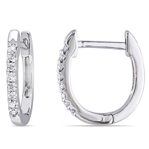 1/10 CT. T.W. GENUINE White Diamond 10K GOLD 12.7mm Hoop Earrings