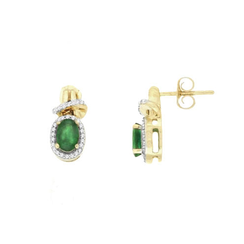 1/10 CT. T.W. Genuine Emerald 10K Gold Drop Earrings