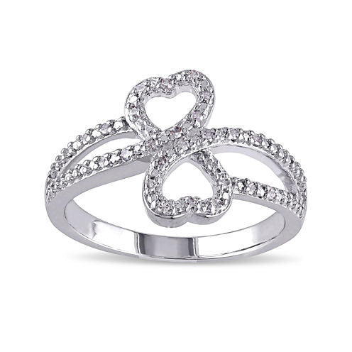 1/10 CT. T.W. Diamond Sterling Silver Heart Ring