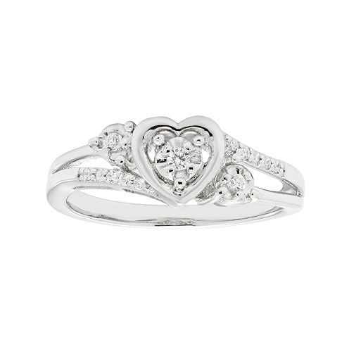 1/10 CT. T.W. Diamond Sterling Silver Heart Promise Ring