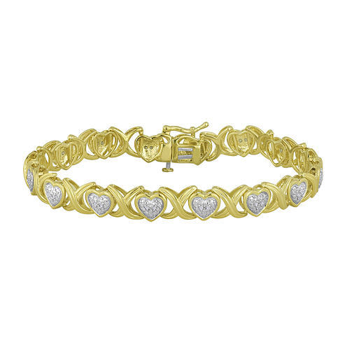 1/10 CT. T.W. Diamond Bracelet In 14K Yellow Gold Over Silver