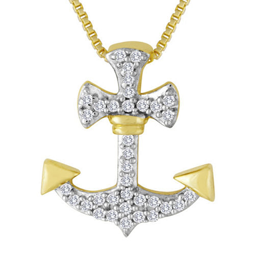 1/10 CT. T.W. Diamond Anchor Pendant Necklace