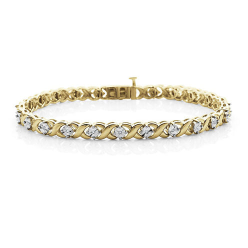 1/10 CT. T.W. Diamond 14K Yellow Gold Over Sterling Silver Bracelet