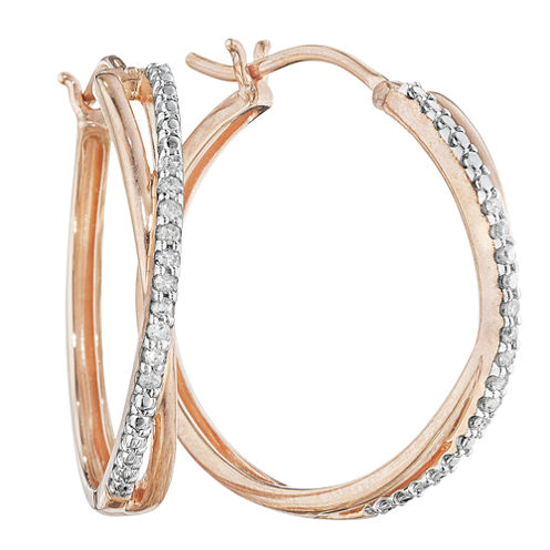 1/10 CT. T.W. Diamond 14K Rose Gold Over Sterling Silver X-Hoop Earrings