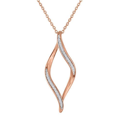 1/10 CT. T.W. Diamond 14K Rose Gold Over Sterling Silver Twisted Pendant