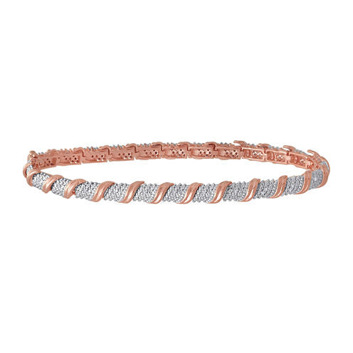 1/10 CT. T.W. Diamond 14K Rose Gold Over Silver Bracelet