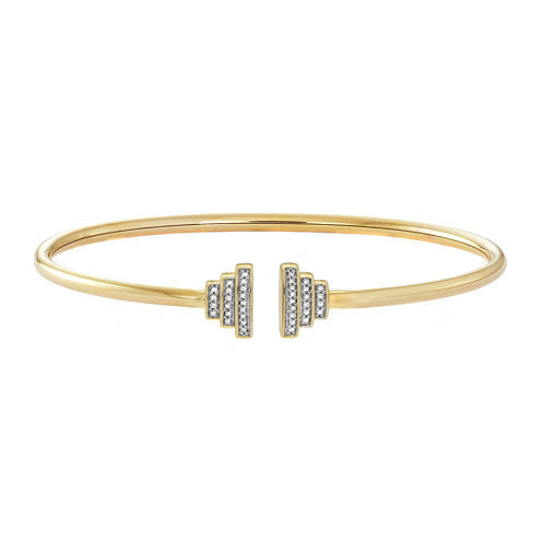 1/10 CT. T.W. Diamond 14K Gold Over Silver Flex Bangle