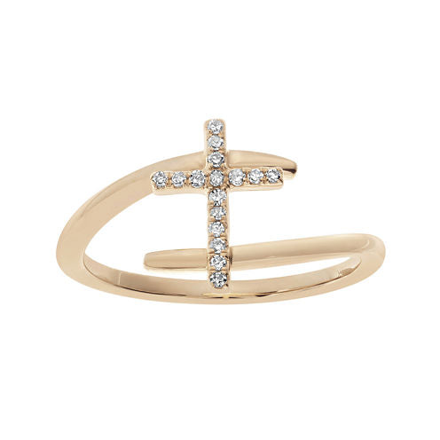 1/10 CT. T.W. Diamond 10K Rose Gold Cross Bypass Ring