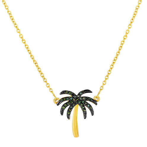 1/10 CT. T.W. Color-Enhanced Green Diamond Palm Tree Necklace