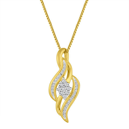 1/10 CT. T.W  Diamond 14K Gold Over Silver Pendant Necklace