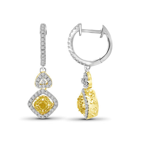 1 CT. T.W. Yellow Diamond 14K Gold Drop Earrings