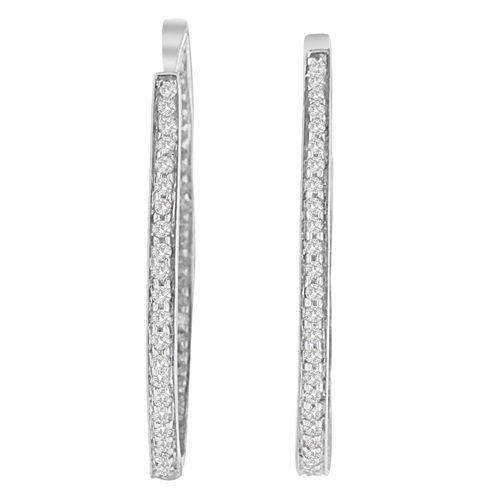 1 CT. T.W. White Diamond 14K White Gold 30mm Round Hoop Earrings