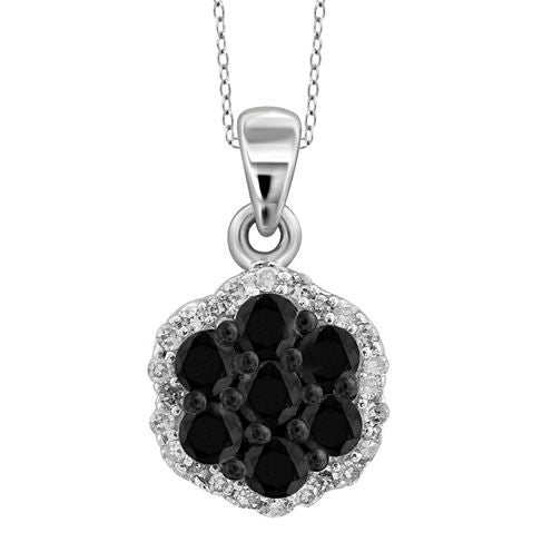 1 CT. T.W. White and Color-Enhanced Black Diamond Sterling Silver Pendant