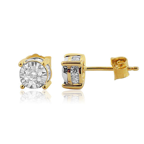 1 CT. T.W. Genuine White Diamond 14K Gold Stud Earrings