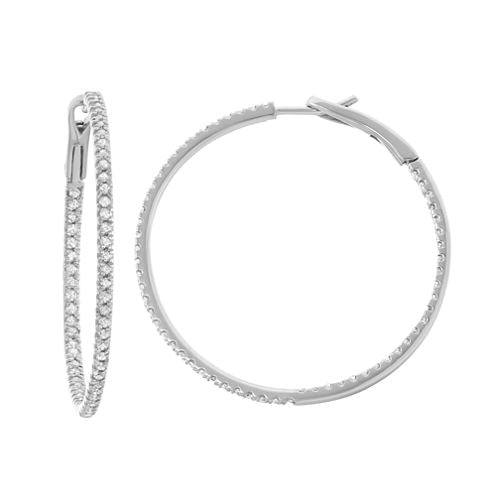 1 CT. T.W. GENUINE White Diamond 14K Gold 34.1mm Hoop Earrings