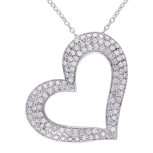 1 CT. T.W. Diamond Sterling Silver Heart Pendant