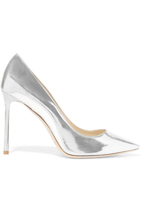 Romy 100 mirrored-leather pumps
