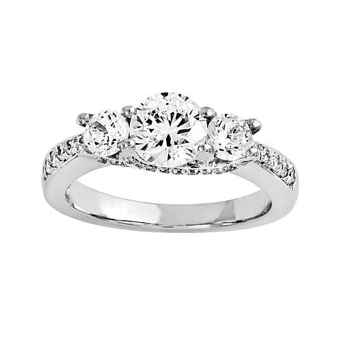 1 CT. T.W. Diamond 14K White Gold  3-Stone Engagement Ring