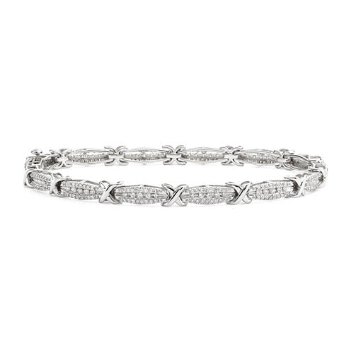 1 CT. T.W. Diamond 10K White Gold X-Link Bracelet