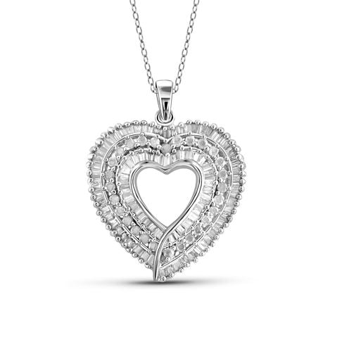 1 CT. T.W. Diamond 10K White Gold Heart Pendant Necklace