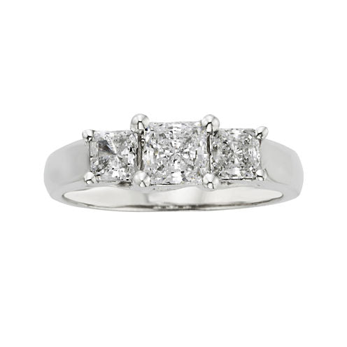 1 CT. T.W. Certified Diamonds 18K White Gold 3-Stone Ring