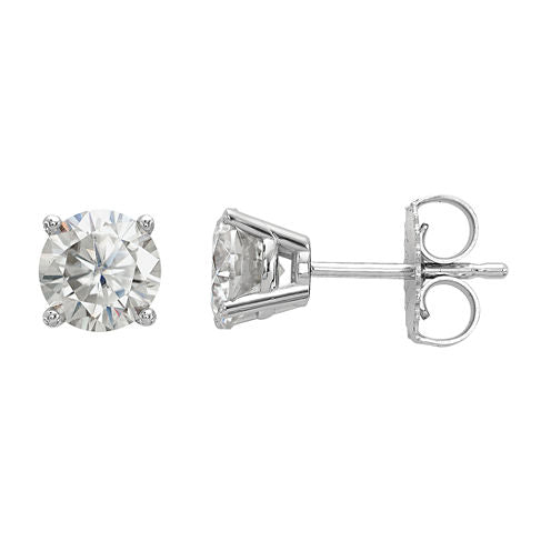 1 3/8 CT. T.W. White Moissanite 14K White Gold 5.5mm Round Stud Earrings