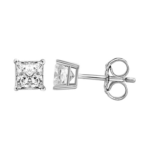 1 3/8 CT. T.W. Genuine White Diamond 14K Gold 4.8mm Stud Earrings