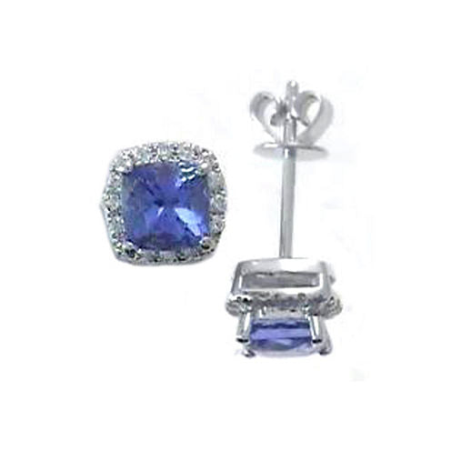 1 1/8 Ct. T.W. Genuine Blue Tanzanite 14K White Gold 7mm Stud Earrings