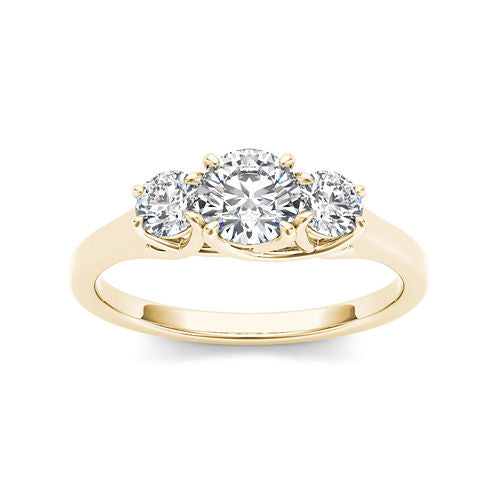 1 1/4 CT. T.W. Diamond 14K Yellow Gold 3-Stone Engagement Ring