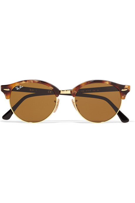 Clubround acetate and gold-tone sunglasses