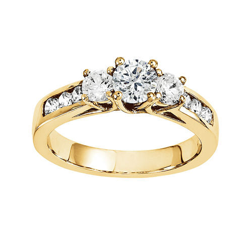 1 1/3 CT. T.W. Diamond 14K Yellow Gold  3-Stone Engagement Ring