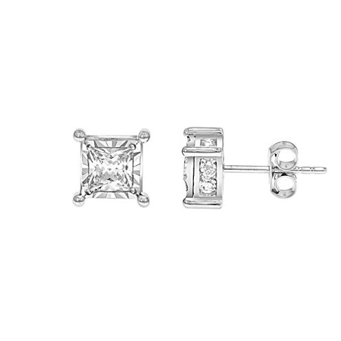 1 1/2 CT. T.W. Genuine White Diamond 14K White Gold Over Silver Stud Earrings