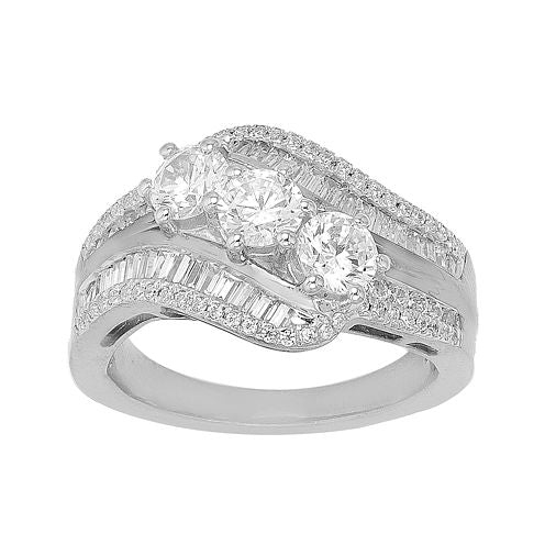 1 1/2 CT. T.W. Diamond 10K White Gold Three-Stone Ring