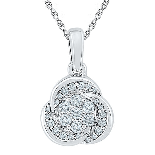 Womens 1/4 CT. T.W. White Diamond Sterling Silver Pendant Necklace