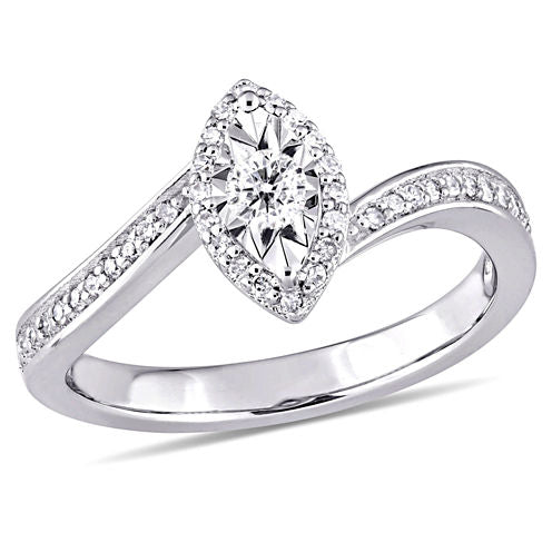 Womens 1/4 CT. T.W. Round White Diamond Sterling Silver Engagement Ring