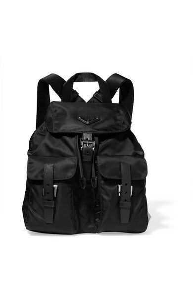 Vela small leather-trimmed shell backpack