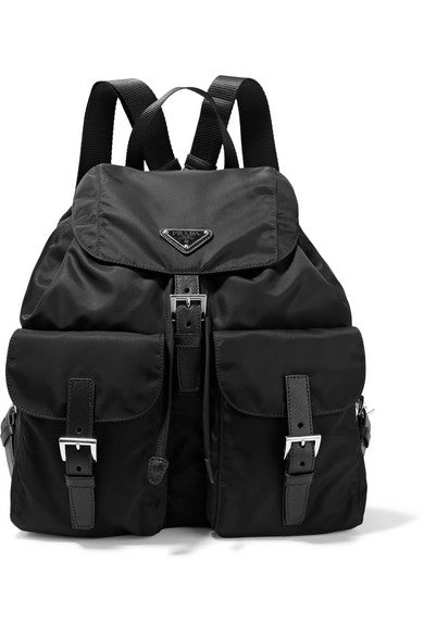 Vela large leather-trimmed shell backpack