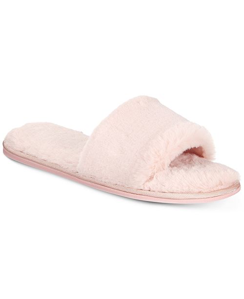 I.N.C. Women's Faux-Fur Slide Slippers, Created for Macy's
