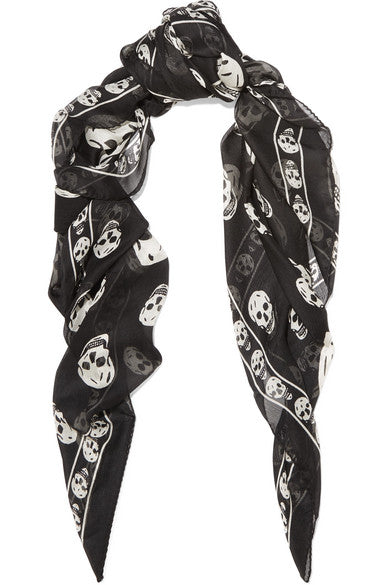 Printed silk-chiffon scarf